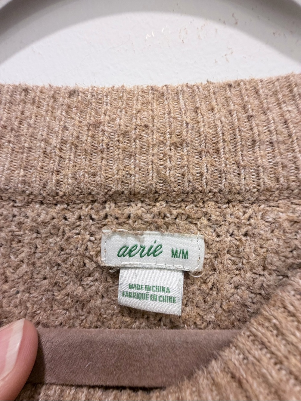 Aerie Tan Waffle Knit Sweater Size M Cozy Oversized - Picture 4 of 8
